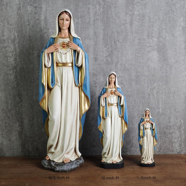 BC katholische Unbefleckte Herz-Maria-Figur, Maria-Statuen, handbemalte katholische Geschenke, 15,2