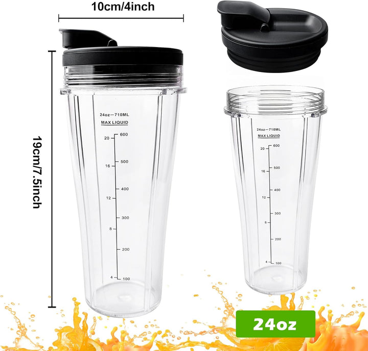 2 Stück Mixer Ersatzteile Für Ninja 710ml Blender Becher Mit Herausnehmbarem Deckel, Becher Ersatzte