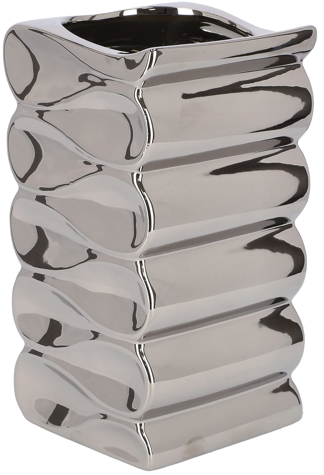 KOTARBAU® Blumentopf Blumenvase aus Keramik Meereswellen Glasiert 26 cm Silber Höhe 26 cm Silber, Hö