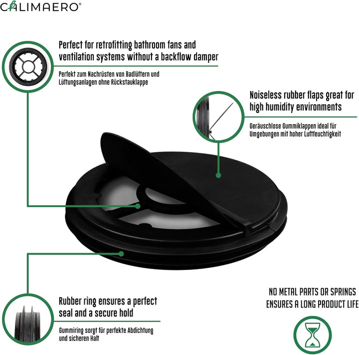 SEAL Rückstauklappe DN 100 mm Innenliegende Rückschlagklappe aus Recyceltem Kunststoff, Leise Gummik