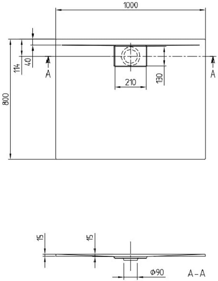 Villeroy + Boch Architectura Duschwanne (1080ARA215) MetalRim 1000x800x15mm weiss alpin, DA1080ARA21