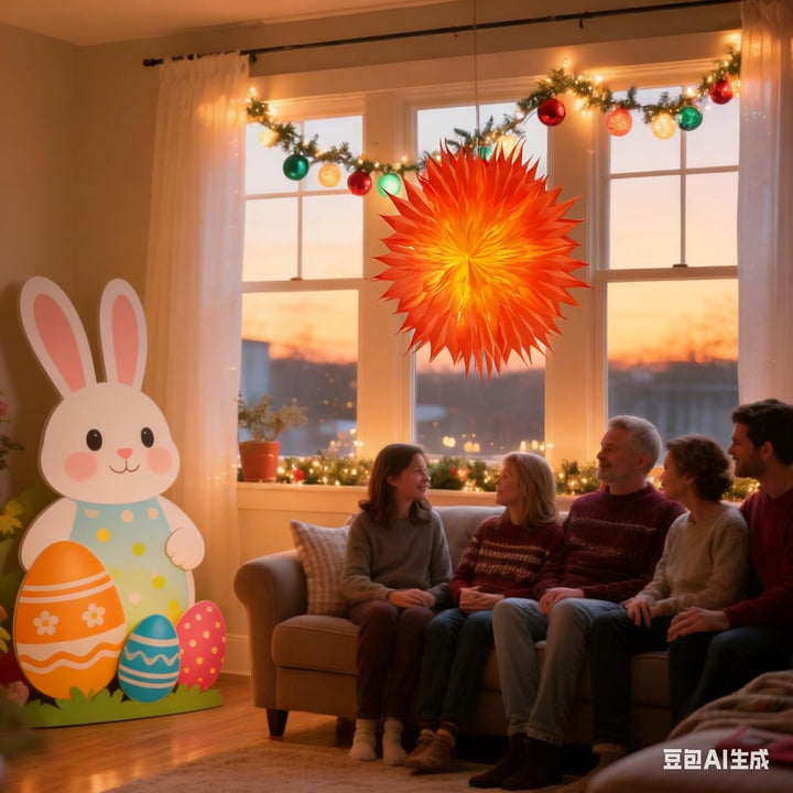 45cm Weihnachtsstern Beleuchtet, 3D Led Christbaumspitze Stern Batterie mit Timer, Adventsstern Ster