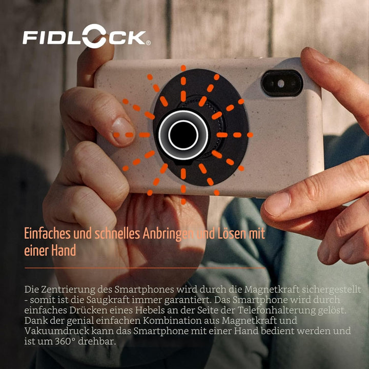 Fidlock Vacuum Uni Phone Patch - Vakuum-magnetischer Klebe-Patch für Smartphone Hüllen Black, Black