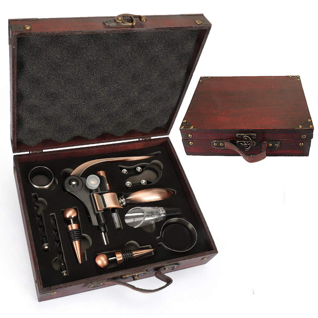 ZBPASL Korkenzieher Set in Holzkiste Geschenk,Luxus Weinöffner,Wein Sommelier Sets mit Flaschenöffne