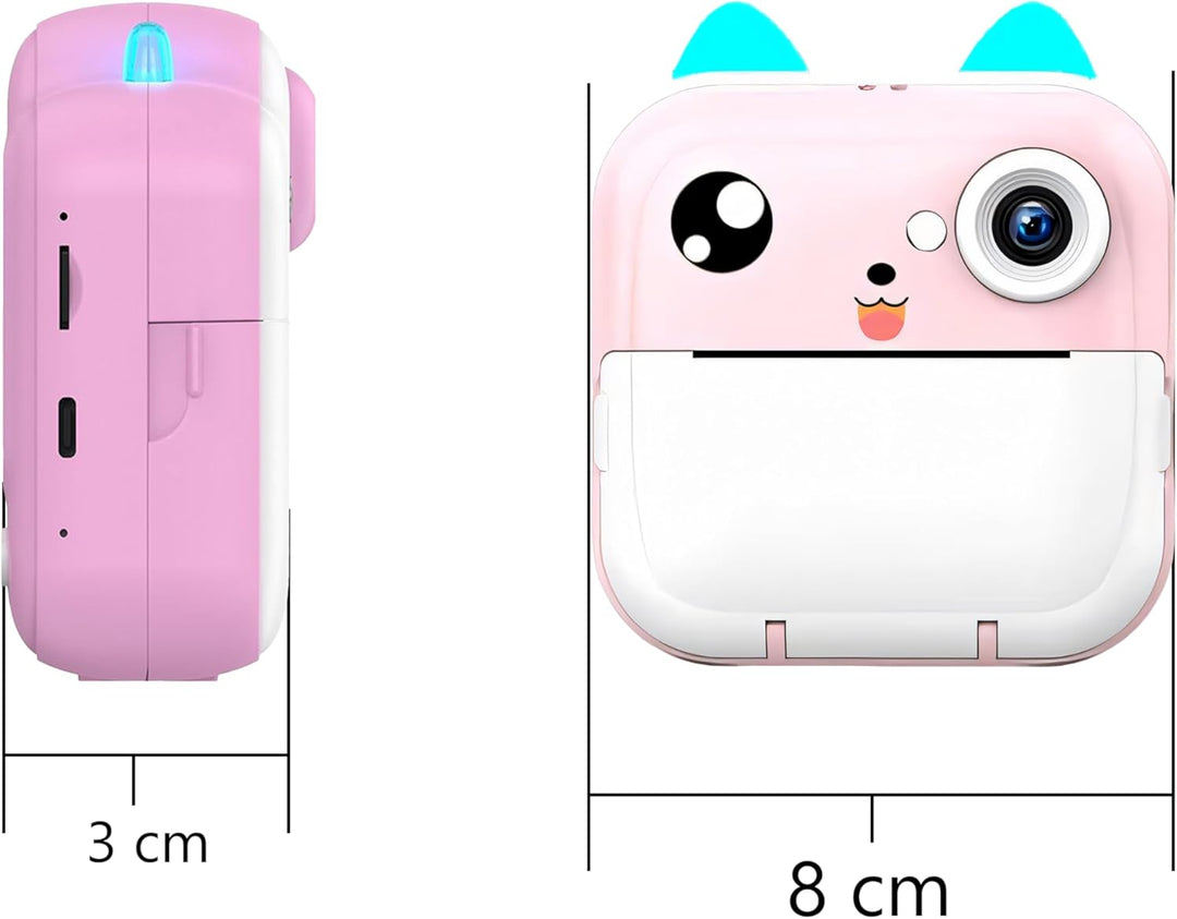 Retoo Kinderkamera mit 11 Rollen, Mini Taschendrucker, Sofortbildkamera 1080P – Mobiler Fotodrucker,