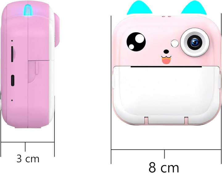 Retoo Kinderkamera mit 11 Rollen, Mini Taschendrucker, Sofortbildkamera 1080P – Mobiler Fotodrucker,