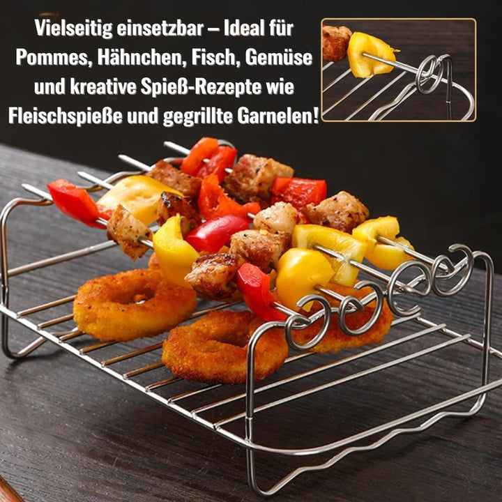 Edelstahl Airfryer Zubehör für Ninja Foodi Dual Zone AF300EU/AF400EU/AF500EU - Stapelbarer Grillrost