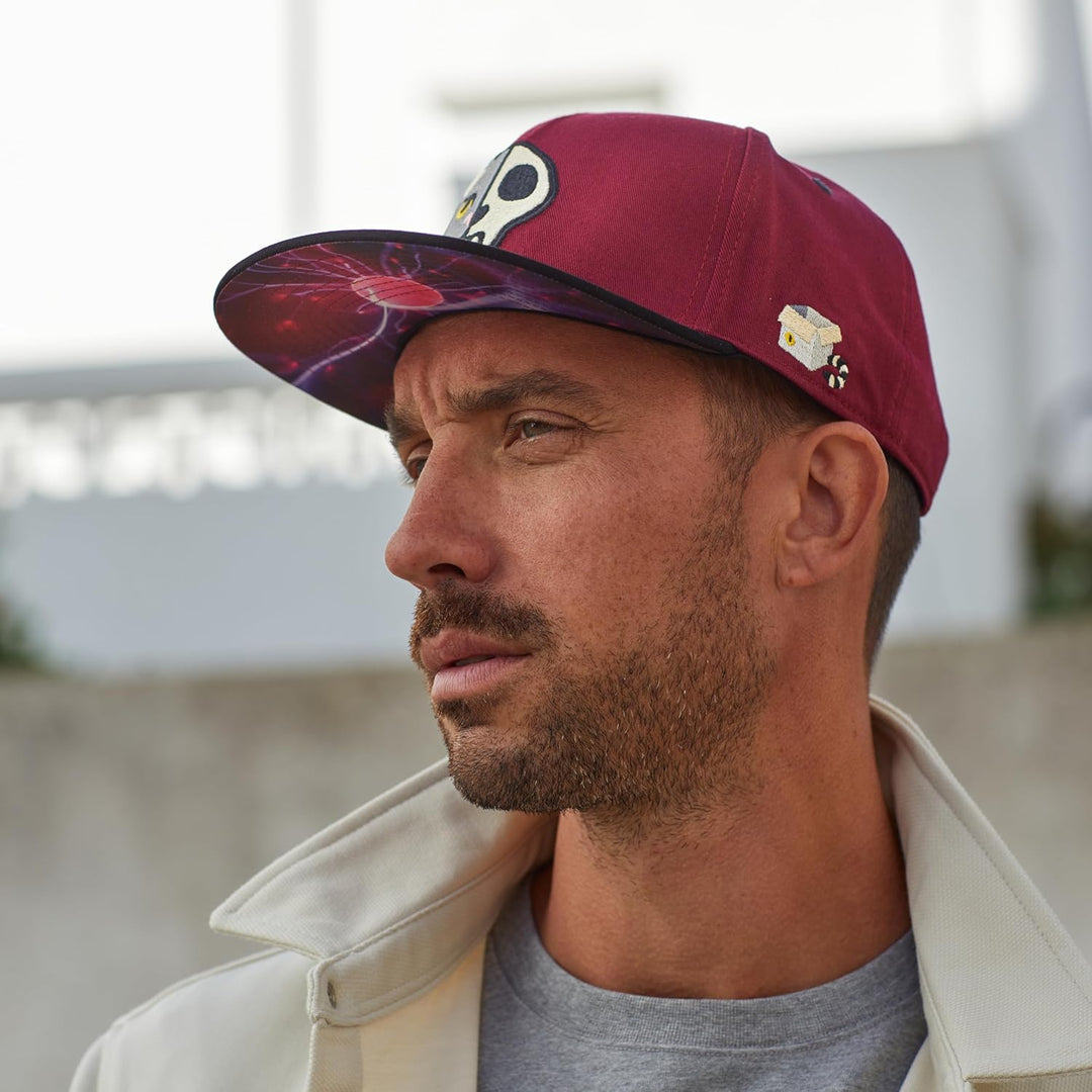 Cadency® Snapback Cap Schrödingers Katze, Damen und Herren, Weinrot, Unisex, Grössenverstellbar