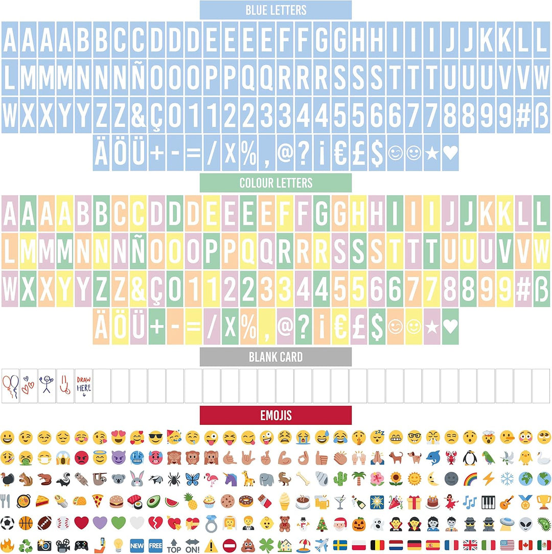 BONNYCO Light Box Blau A4 mit 400 Buchstaben, Emojis, 2 Stifte, USB, Ä Ö Ü ss Enhalten. Blaue LED Li