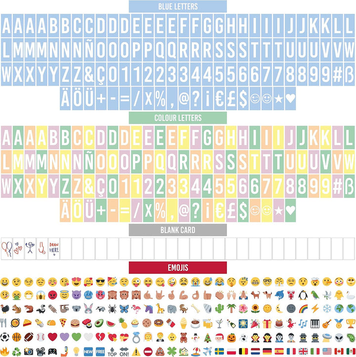 BONNYCO Light Box Blau A4 mit 400 Buchstaben, Emojis, 2 Stifte, USB, Ä Ö Ü ss Enhalten. Blaue LED Li