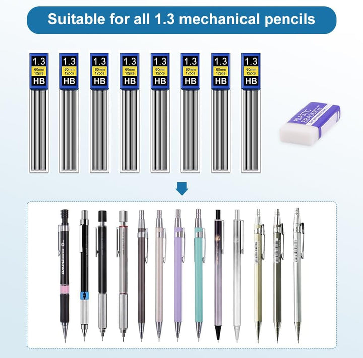 240 Stück Bleistiftminen 1,3 HB Ersatzminen Druckbleistift Minenbleistift set Automatische Mine fein