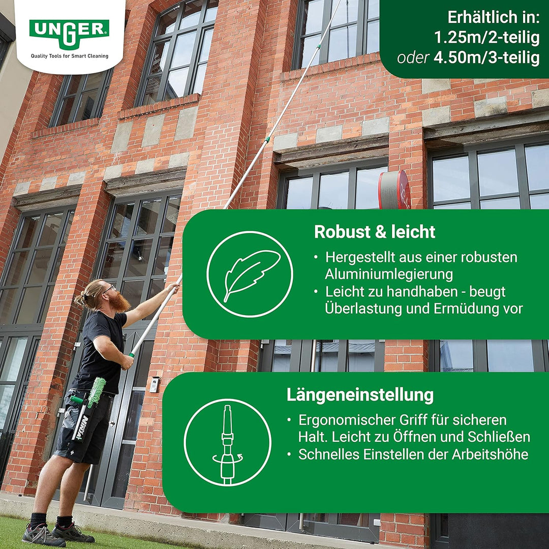 Unger OptiLoc Teleskopstange 4,50 cm (kompatibel Fensterreinigungswerkzeugen, ergonomischer Griff, A
