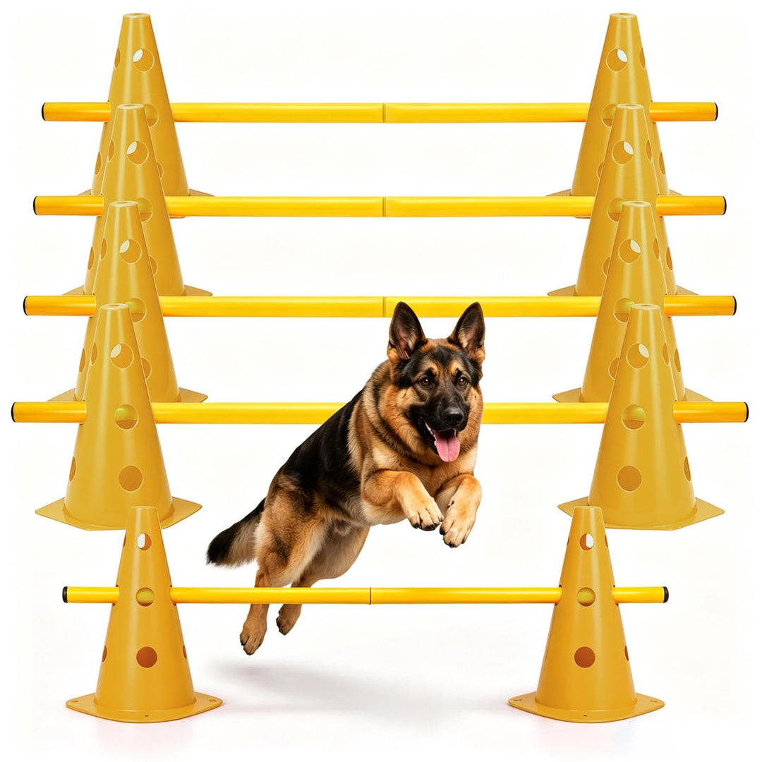 Agility Set Hunde, Agility Trainingsgerät Sports Cavaletti Hunde Steckhürdenset, Kegel Trainingshürd