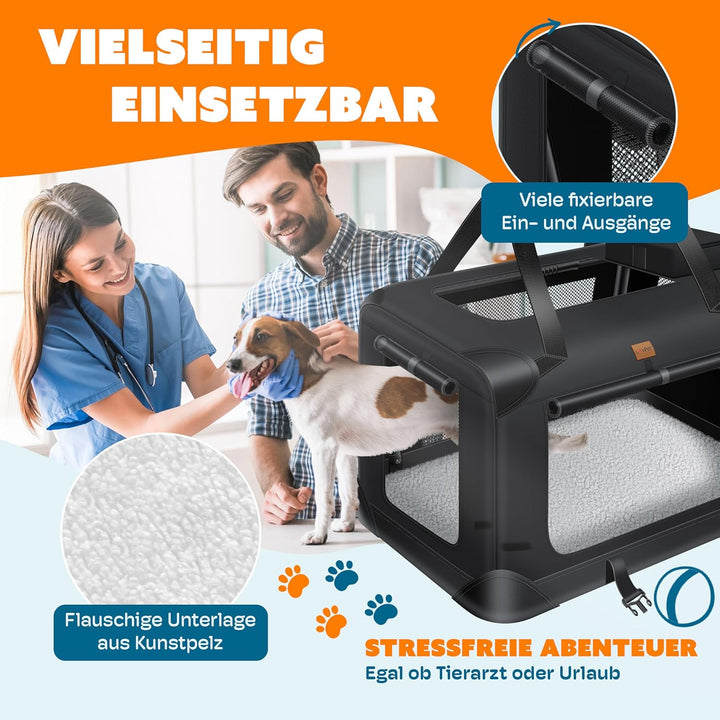 Lovpet® Transportbox Hund Katze Transporttasche S 49,5x34,5x35cm | Hunde-Tragetasche Faltbare Katzen