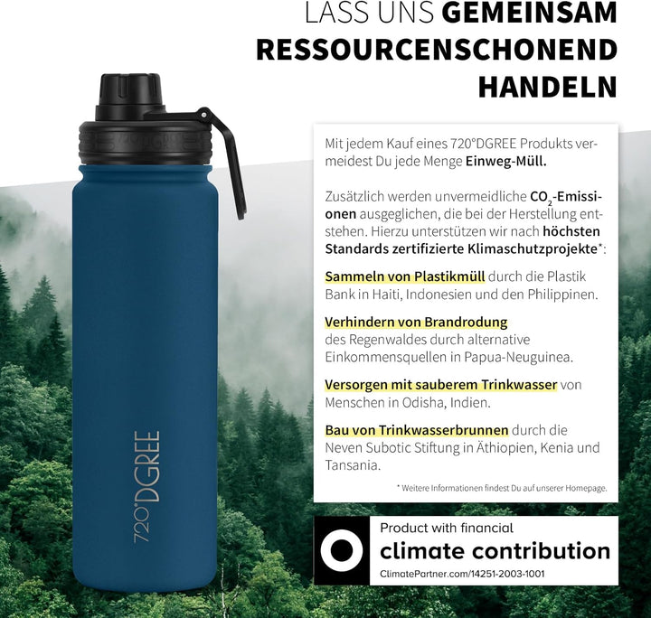 720°DGREE Edelstahl Thermo Trinkflasche 710ml “noLimit” +Früchtebehälter - Auslaufsicher, Kohlensäur