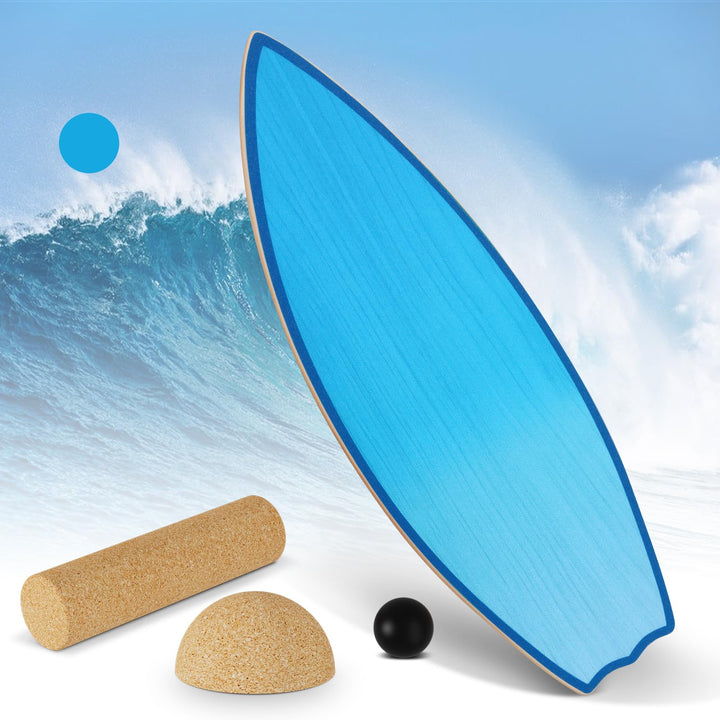 Vicye Balance Board Erwachsene & Surfing Balance Board Set – Holz Balanceboard mit Korkrolle, Halbku
