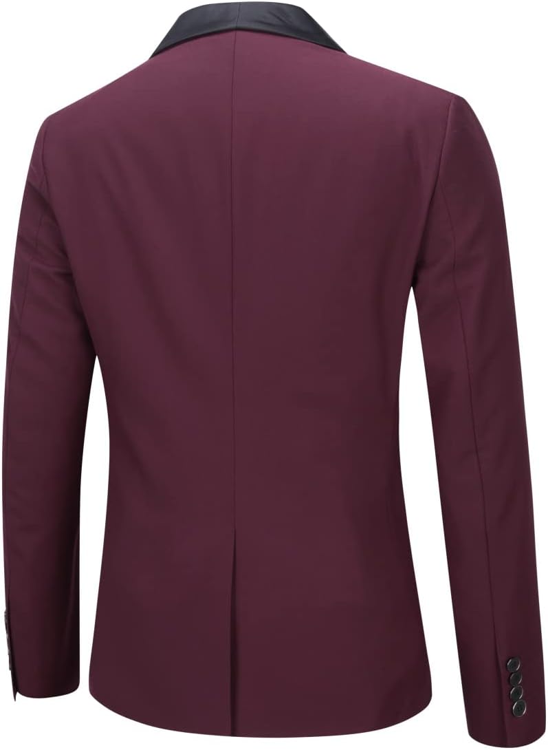 YOUTHUP Sakko Herren Slim Fit Schalkragen Anzugjacke 1 Knopf Tuxedo Jacke für Hochzeit Freizeit S We