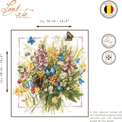LANARTE PN Zählmusterpackung Sommerliches Bukett Kreuzstichpackung, Baumwolle, Mehrfarbig, 36 x 38 x