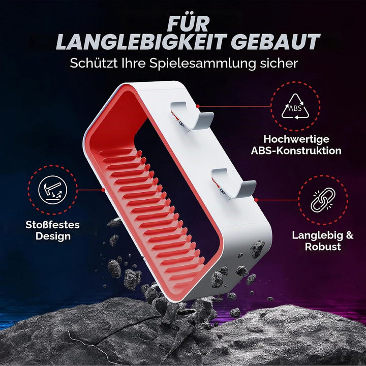 Universal Games Storage Tower Pro - Bis zu 18 Spiele - Mit Controller Halterung für bis zu 4 Gamepad