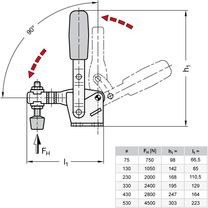Ganter Normelemente GN 810-130-C 810-130-C-Vertikalspanner mit waagerechtem Fuss, verzinkt, blau pas