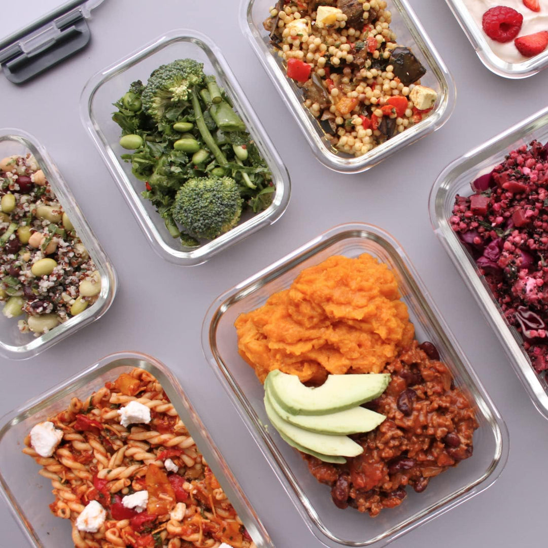 Aufbewahrungsbox Glas Lebensmittel - [10er Pack] Lunchboxen für Gesunde Mahlzeiten mit Luftdichten D
