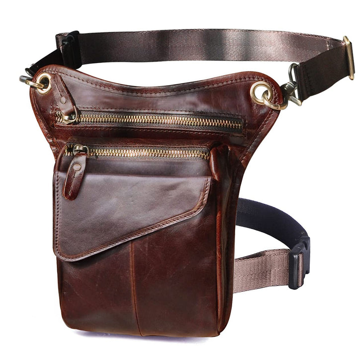 Le'aokuu Herren Echtes Leder Rucksäcke Beinbeutel Beintasche Hüfttasche Hip Bum Weist Pack Outdoor M