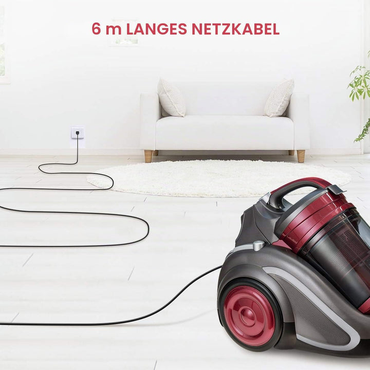 OZEANOS Staubsauger ohne Beutel，3D Filter-System Zylinder staubsauger, für Hart- und Teppichböden, H