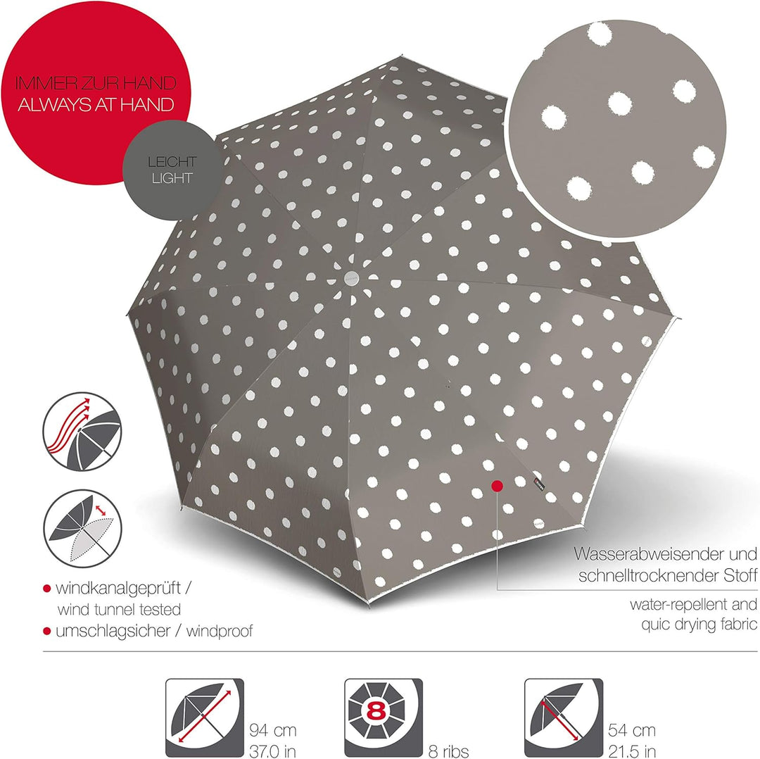 Knirps Taschenschirm T.010 Manual Dot Art – Sehr leicht – Klein und kompakt – Sturmfest – Windproof