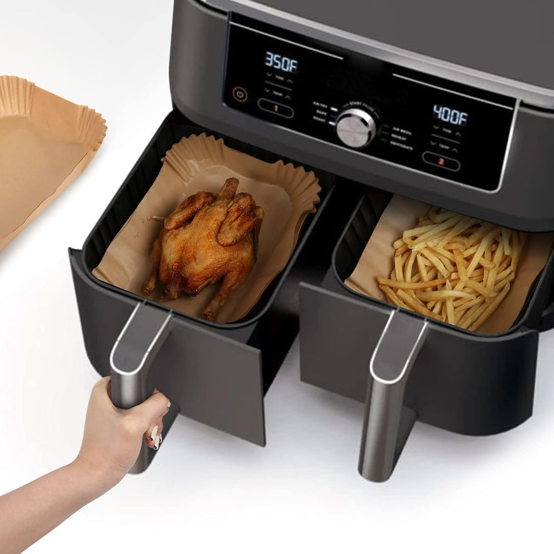 200 Stück Backpapier für Heissluftfritteuse Ninja Dual, Stone TH Airfryer mit Doppelkammer Pergament