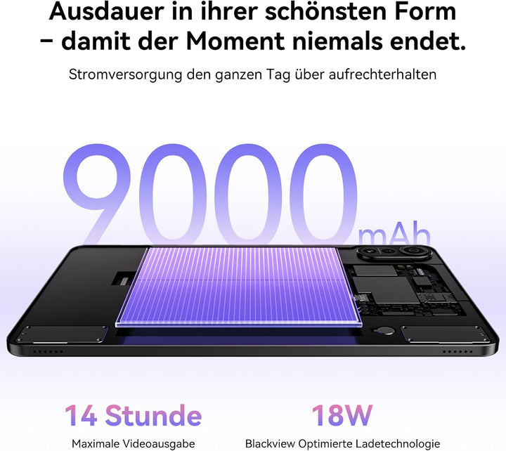 Blackview Mega2 12 Zoll Tablet mit Tastatur, 2K FHD+ Grosses Display, 18GB RAM + 256GB ROM, Gaming T