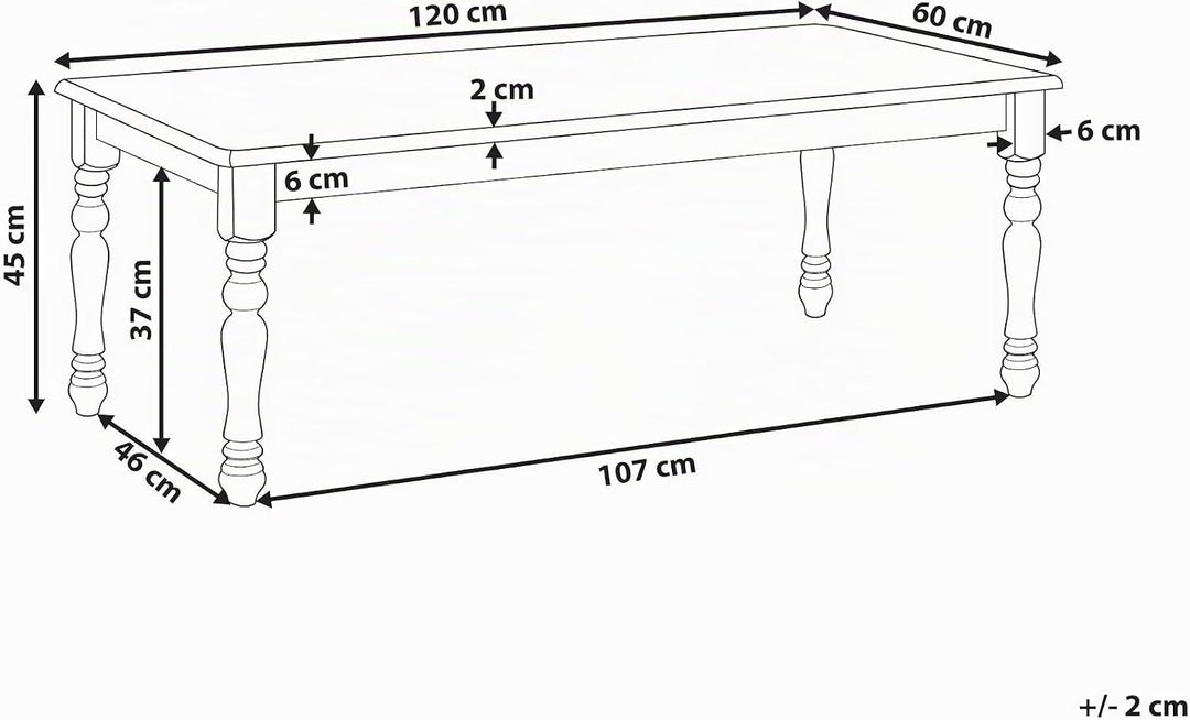 Couchtisch weiss rechteckig 60x120 cm gedrechselte Holzbeine Landhaus Stil Kokomo