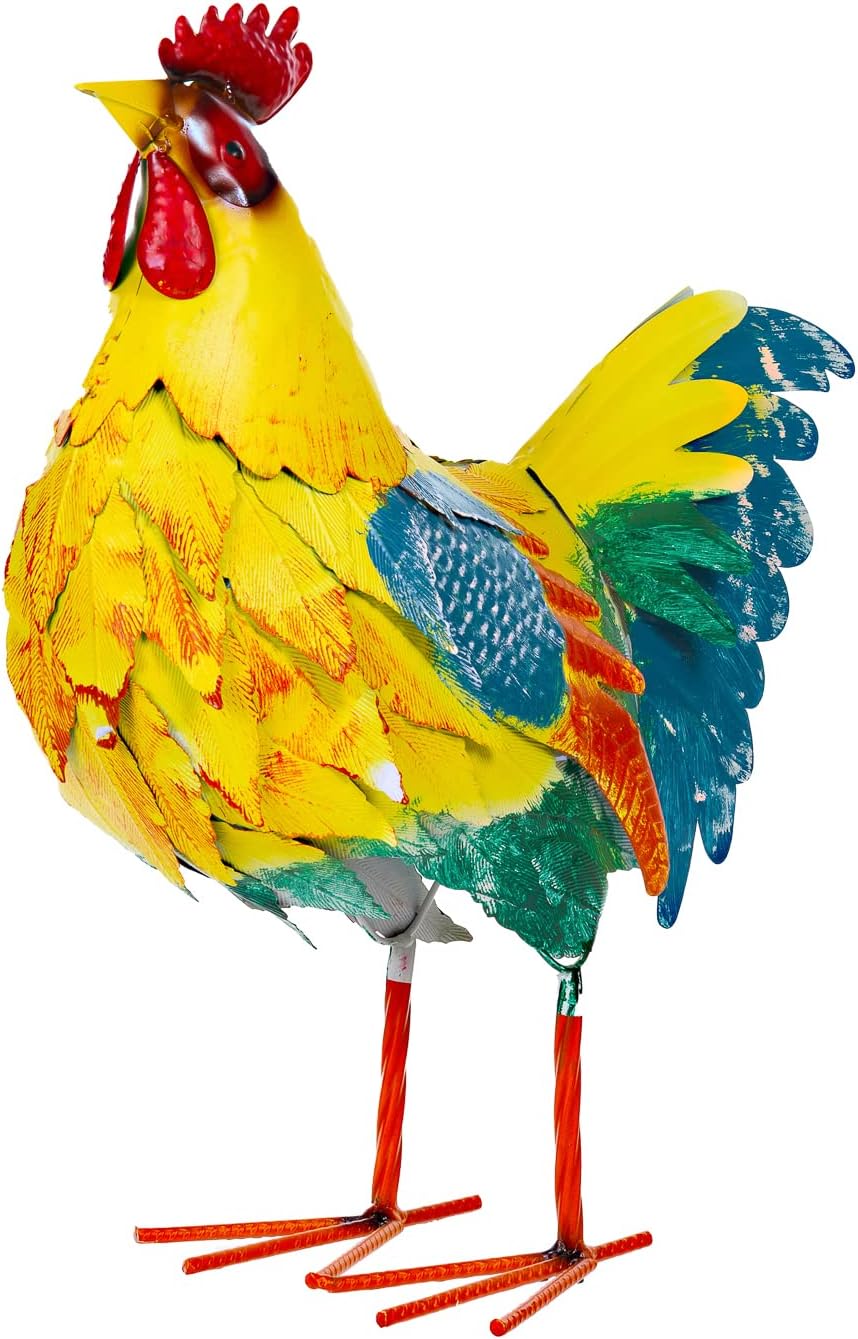 Riesiges schönes Metall Figurenpaar Hahn und Henne Set Gartenfigur Dekofigur Gartentierfigur (Hahn u