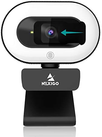 NexiGo StreamCam N930E, 1080P Webcam mit 2 Mikrofon, Ringlicht und Abdeckung, Autofokus, Plug & Play