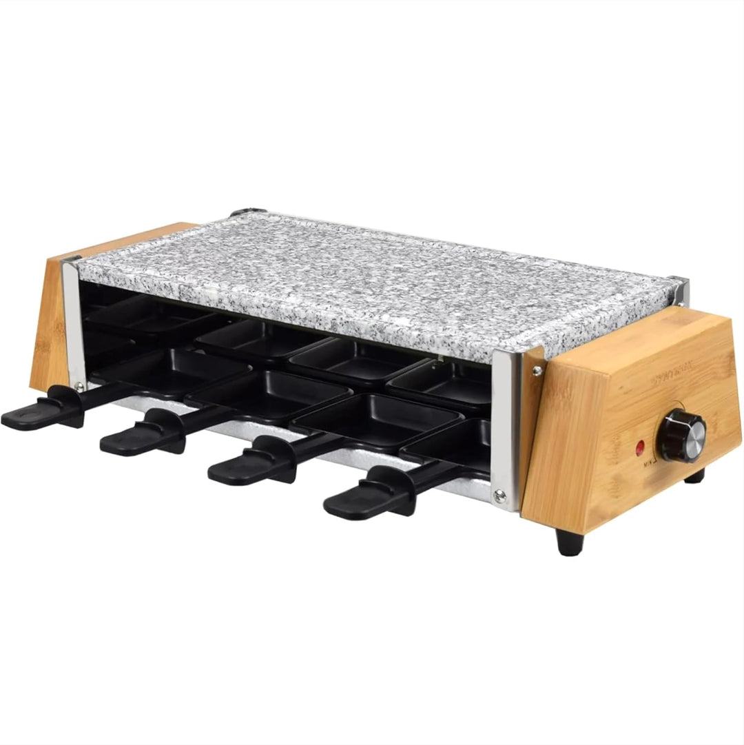 Syntrox Raclette Grill 8 Personen, 1500W Elektrischer Raclettegrill mit Natursteinplatte und Wendepl