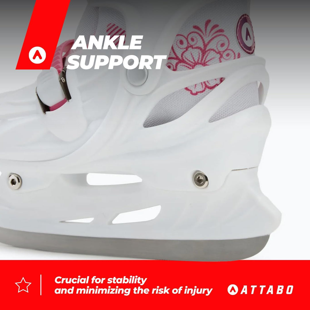 ATTABO KOA Kinder verstellbare Schlittschuhe | Freizeit Eislaufschuhe | PVC & PP Hartschale | Edelst