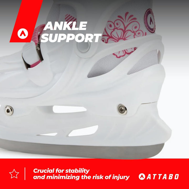 ATTABO KOA Kinder verstellbare Schlittschuhe | Freizeit Eislaufschuhe | PVC & PP Hartschale | Edelst