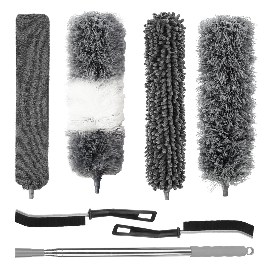 7 Stück Duster, Staubwischer Teleskop Stange und Biegbar Eckbesen, Duster Mikrofaser lang ausziehbar