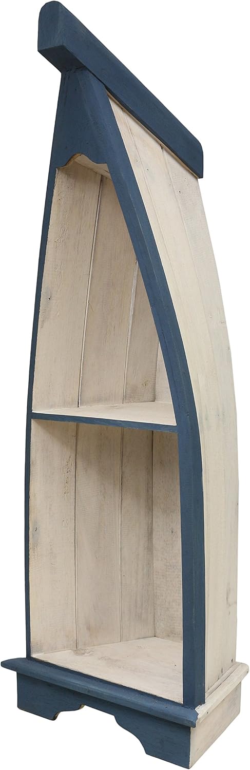 Bootsregal Boot Regal Bücherregal Bücherschrank Standregal Aufbewahrung 93-98cm Albesia Holz Weiss B
