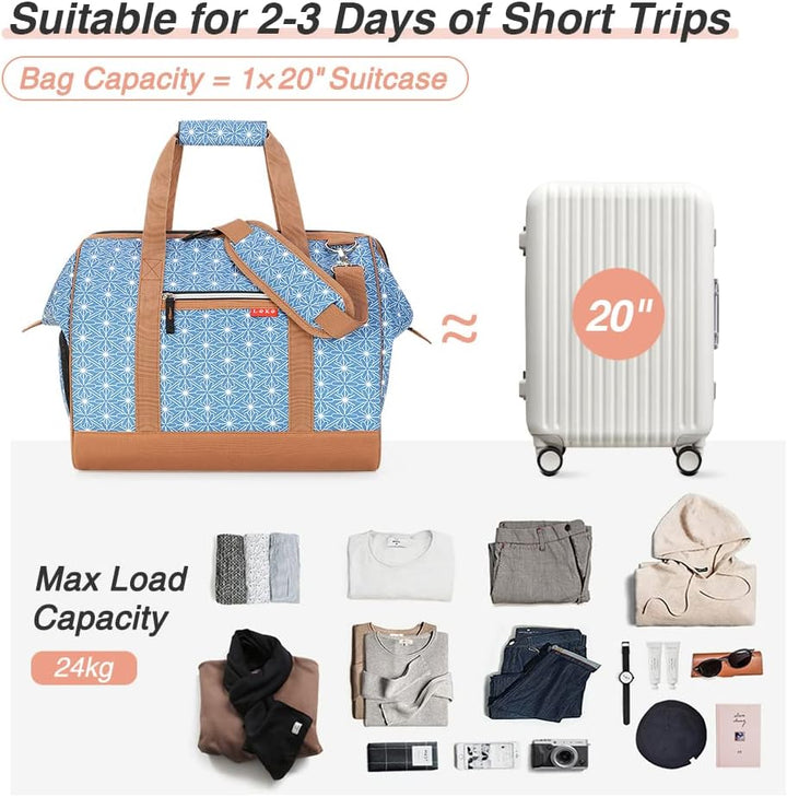 Lekesky Kleine Reisetasche Weekender Damen, Sporttasche mit Schuhfach, Grosses Öffnungsdesign, 33L f