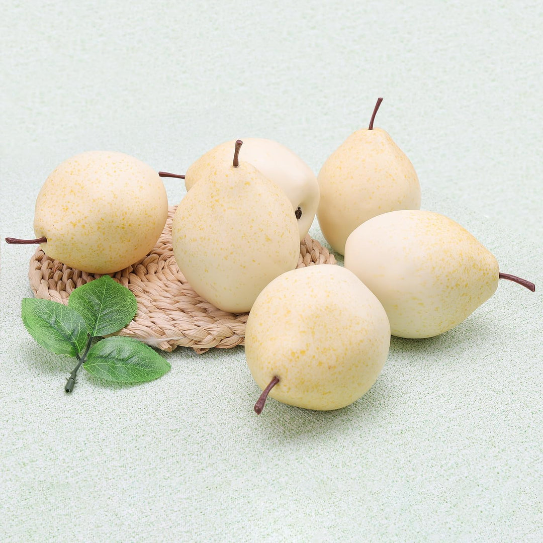 6pcs künstliche weisse Birne Dekoration gefälschte Frucht Birnen lebendige realistische Kunststoff L