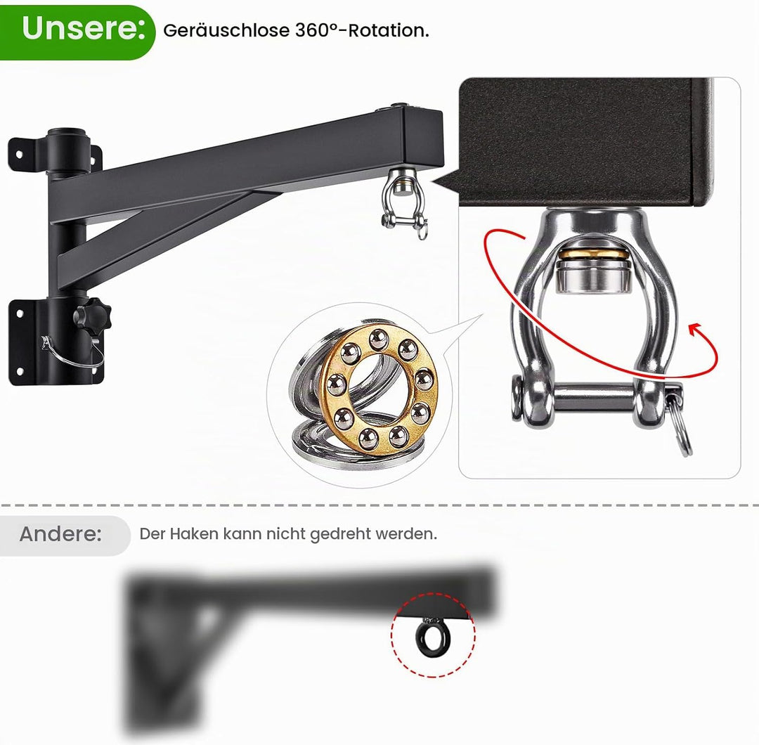 BeneLabel Boxsack Halterung, Sandsack Wandhalterung 360 Schwenkbar Befestigung Wand Boxsackhalter In