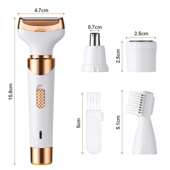 ACWOO Elektrischer Rasierer für Frauen, 4-In-1 Elektrischer Damenrasierer, Schmerzfreier Intimrasier