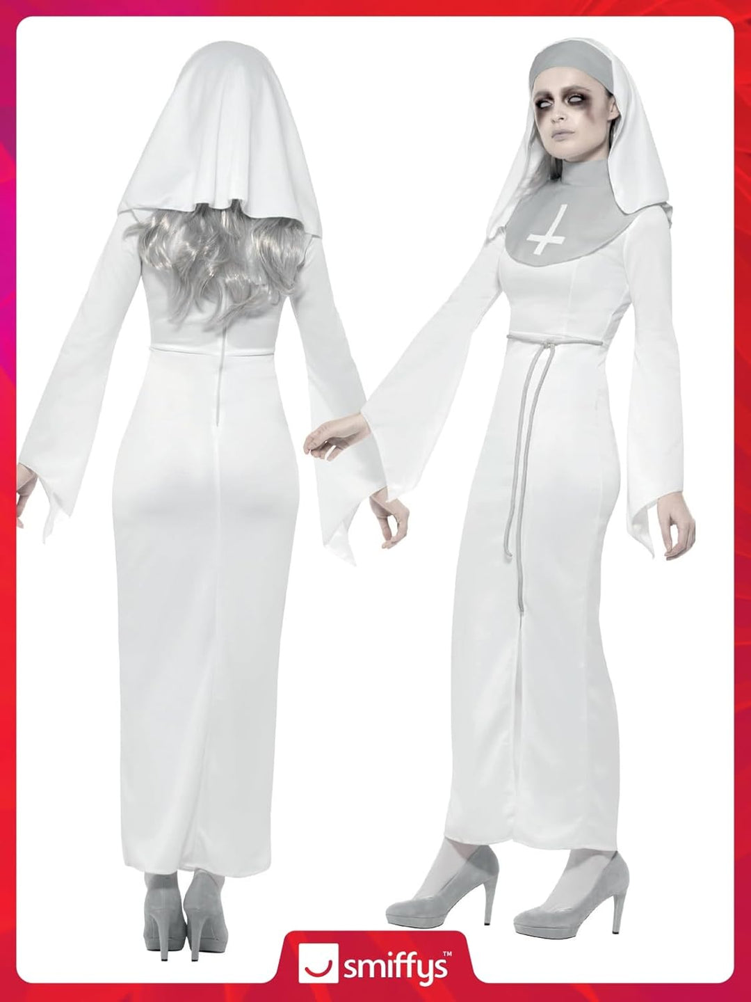 Smiffy's Spukhaus-Nonnenkostüm Small (UK 8-10) Weiss, Small (UK 8-10) Weiss