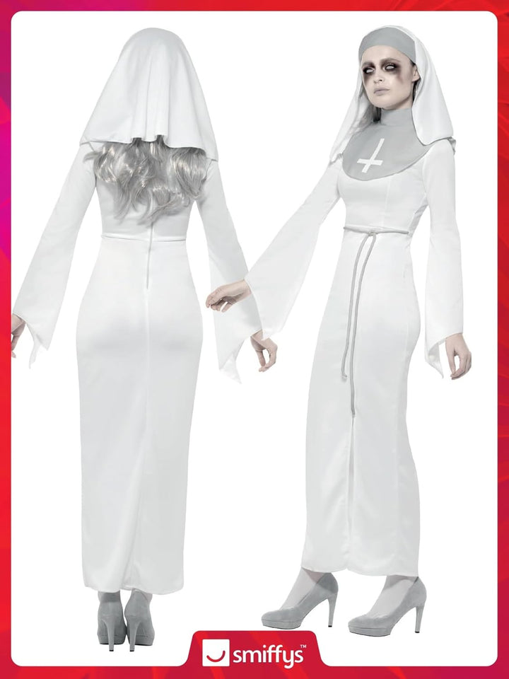 Smiffy's Spukhaus-Nonnenkostüm Small (UK 8-10) Weiss, Small (UK 8-10) Weiss