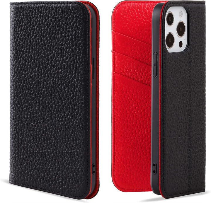 VISOUL iPhone 13 Pro Hülle, Handyhülle iPhone 13 Pro [100% Echtleder] [3 Kartenfächer] [Verdichtes T