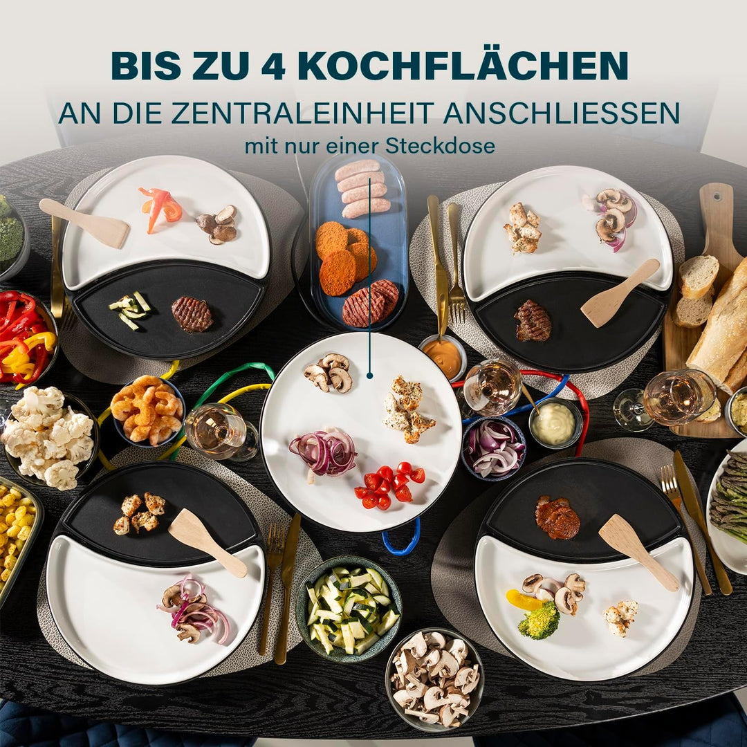 Princess Dinner4All Tischgrill für bis zu 4 Personen – abnehmbare Porzellanplatten; 103080 Für 4 Per