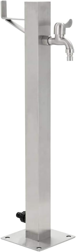 yorten Garten-Wassersäule mit Wasserhahn Wasserzapfsäule Wasserzapfstelle Silbern Edelstahl Quadrati