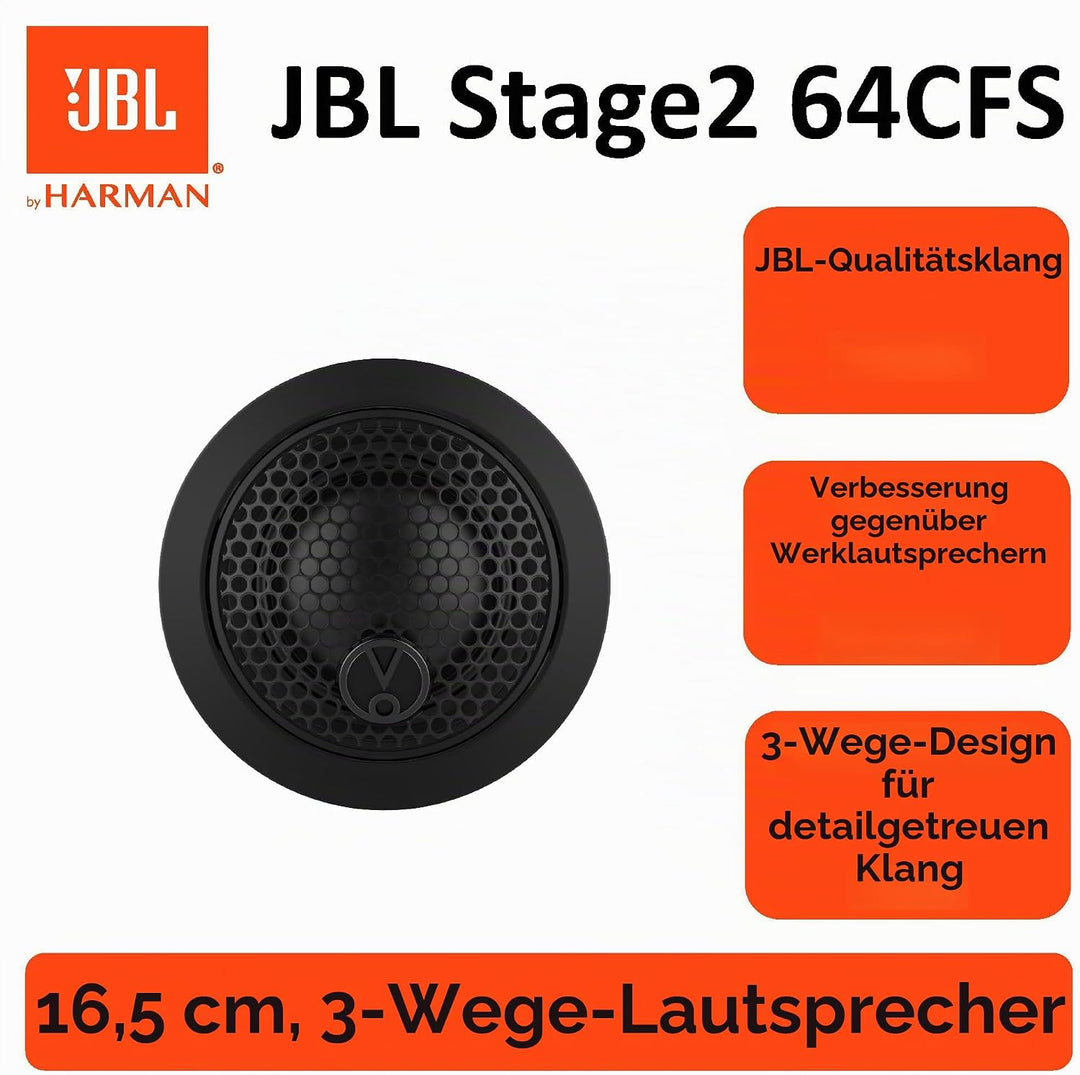 JBL Stage2 64CFS 2-Wege Auto Soundsystem - 270 Watt Komponenten Auto Lautsprecher Boxen Set mit Einb