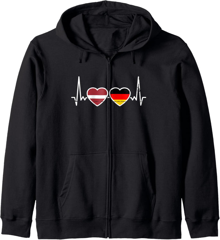Lettland Deutschland Herzschlag Flagge Deutsch Lette Kapuzenjacke