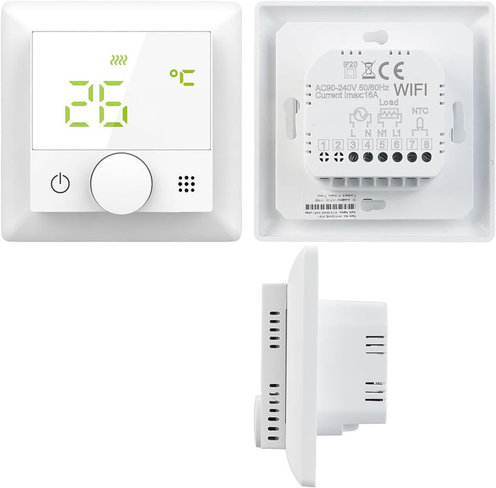 revolt Raumthermostat: WLAN-Fussbodenheizungs-Thermostat mit Sprachsteuerung und App, weiss (WiFi Th